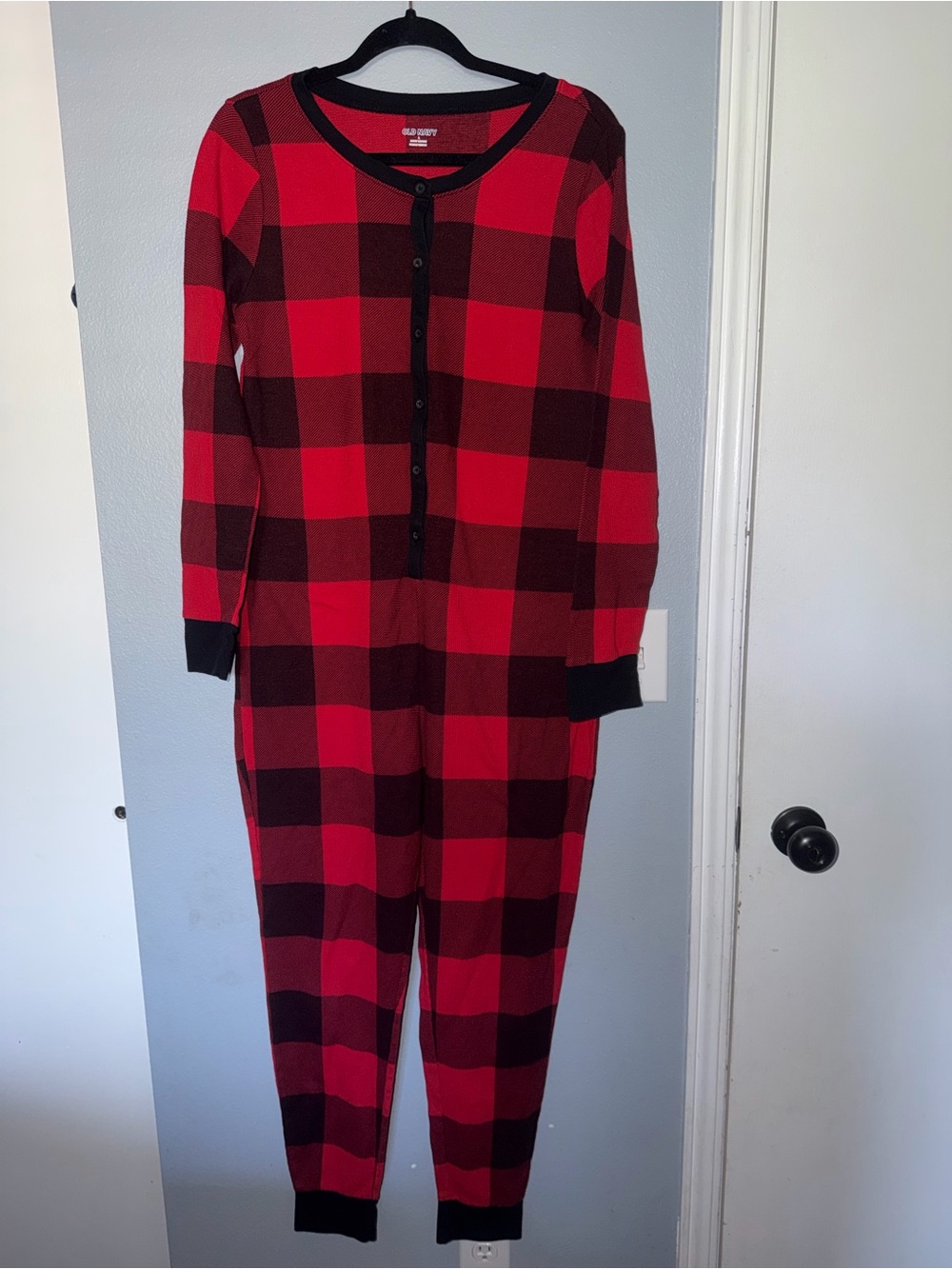 Old Navy Red and Black Buffalo Plaid One-Piece Pajama